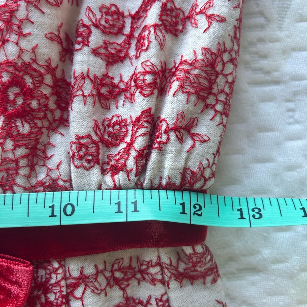 ❣️ *True Vintage* Pretty Red and Cream Embroidered Floral Dress - Picture 10 of 15